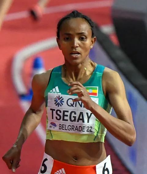 Gudaf Tsegay at the World Indoor Championships in Belgrade, 2022